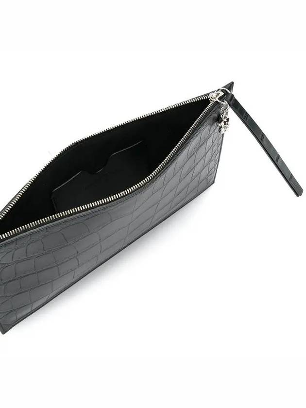 Crocodile Leather Clutch Bag Black - ALEXANDER MCQUEEN - BALAAN.