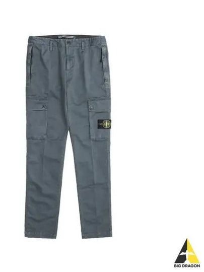 Garment Dyed Old Effect Stretch Broken Twill Cotton Cargo Pants Grey - STONE ISLAND - BALAAN 2