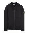 Garment Dyed Cotton Fleece Full Zip Hooded Jacket Black - STONE ISLAND - BALAAN 2