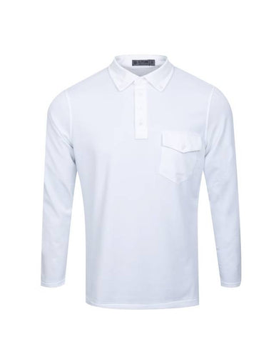 Men's Pocket Golf Long Sleeve Polo T-Shirt Snow - G/FORE - BALAAN 1