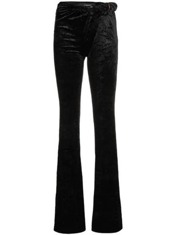 Women's Roll Flared Velvet Skinny Pants Black - VERSACE - BALAAN 1