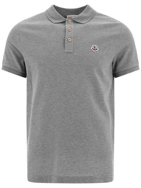 Men's Logo Polo Shirt Grey - MONCLER - BALAAN.