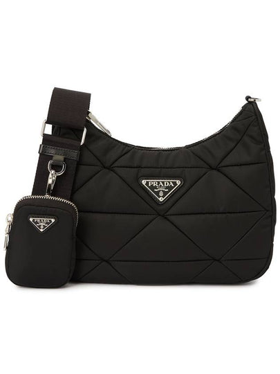 Triangle Logo Re-nylon Paddde Hobo Cross Bag Black - PRADA - BALAAN 2