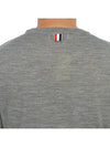 Intarsia Stitch Crew Neck Merino Wool Knit Top Light Grey - THOM BROWNE - BALAAN 8