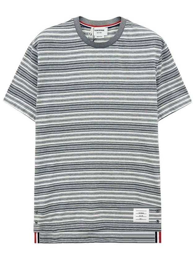 Men's Striped Midweight Jersey Short Sleeve T-Shirt Grey - THOM BROWNE - BALAAN 2