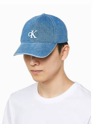 JEANS Men s Blue CKJ Embroidered Logo Denim Ball Cap HX0340 C4N - CALVIN KLEIN - BALAAN 1