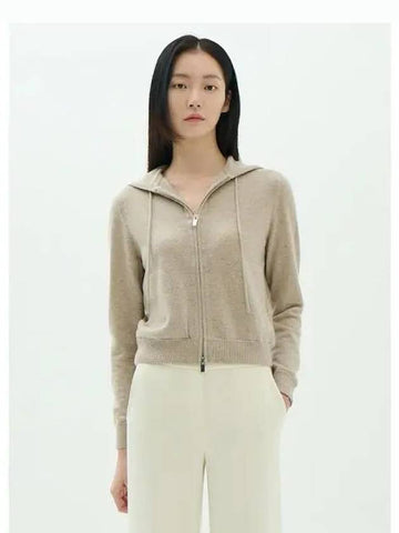 Women s cashmere zip up hooded sweatshirt hoodie oatmeal melange domestic product GM0024081381668 - THEORY - BALAAN 1