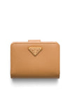 Small Saffiano Leather Half Wallet Natural - PRADA - BALAAN 1