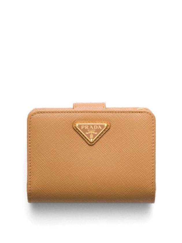 Small Saffiano Leather Half Wallet Natural - PRADA - BALAAN 1