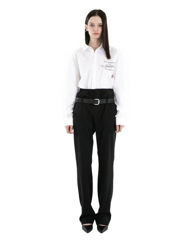 High Waist Cat Belt Loop Pants Black - ITZAVIBE - BALAAN 1