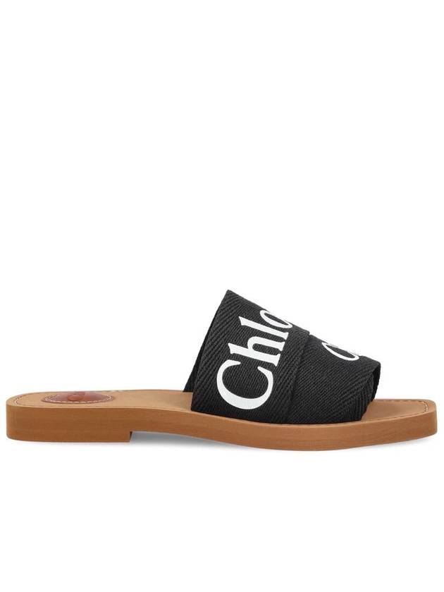 Woody Logo Flat Mule Slippers Black - CHLOE - BALAAN 2