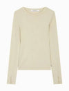 Jeans Sheer Long Sleeve T-Shirt Beige - CALVIN KLEIN - BALAAN 2