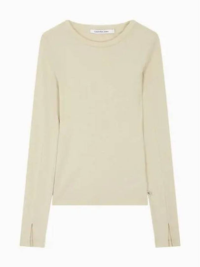 Jeans Sheer Long Sleeve T-Shirt Beige - CALVIN KLEIN - BALAAN 2