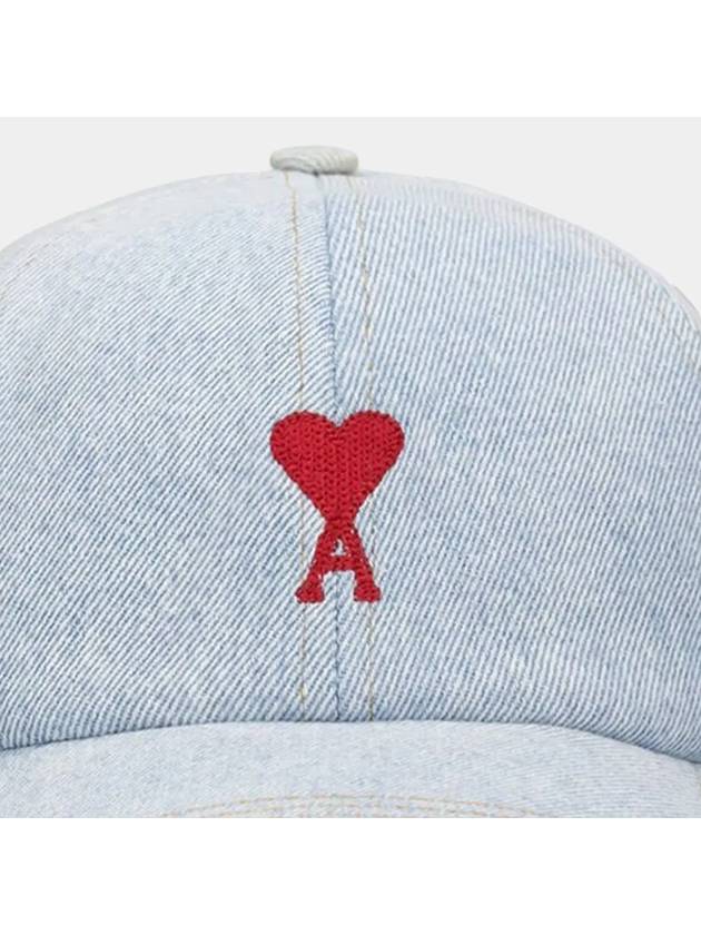 Embroidered Logo Denim Ball Cap Light Blue - AMI - BALAAN 5