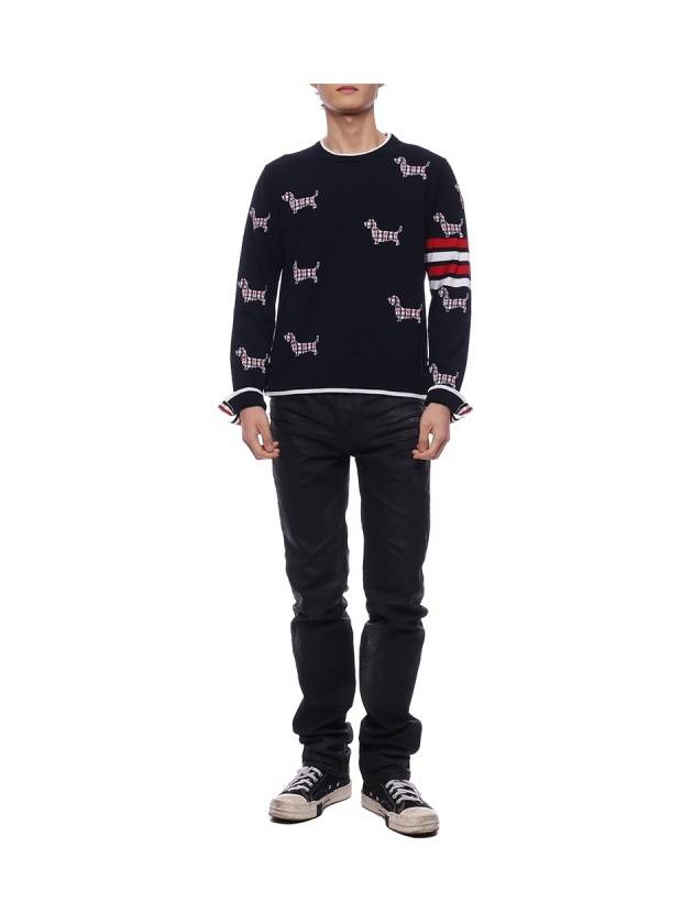 4-Bar Relaxed Hector Pullover Wool Knit Top Navy - THOM BROWNE - BALAAN 4