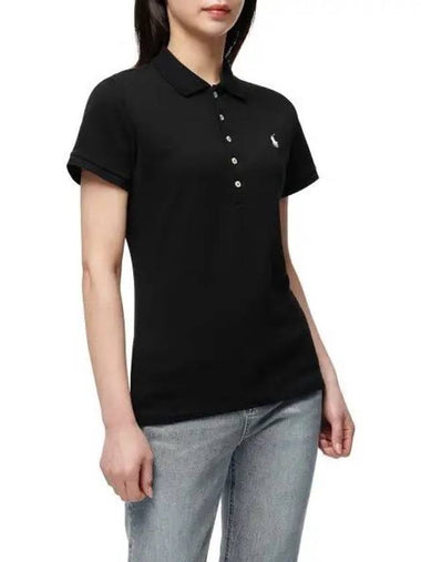 W slim fit mesh polo black - POLO RALPH LAUREN - BALAAN 1