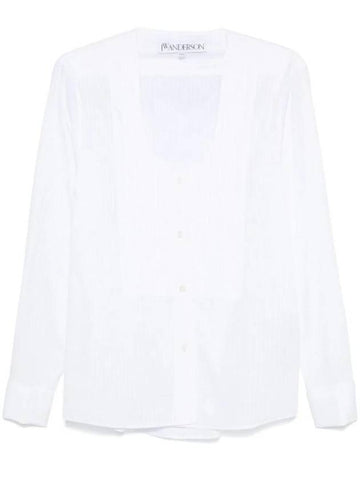 Pintucked Bibb Shirt White - JW ANDERSON - BALAAN 1