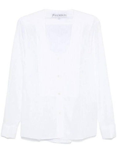 Pintucked Bibb Shirt White - JW ANDERSON - BALAAN 1