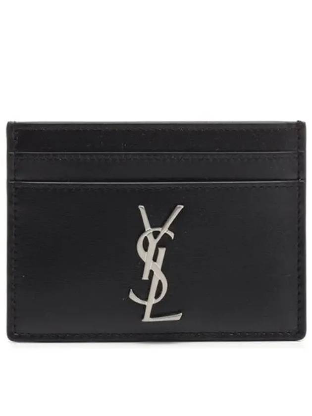 Monogram Card Case in Smooth Leather Black - SAINT LAURENT - BALAAN 2