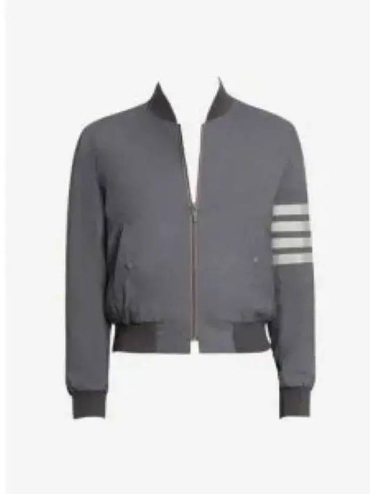 Diagonal Striped Knit Rib Blouson Bomber Jacket Grey - THOM BROWNE - BALAAN 2