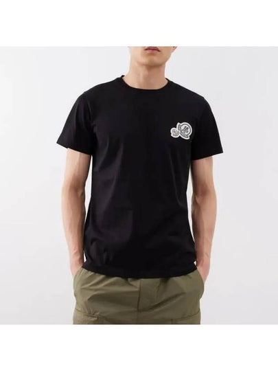 Double Logo Patch Short Sleeve T-shirt Black - MONCLER - BALAAN 2