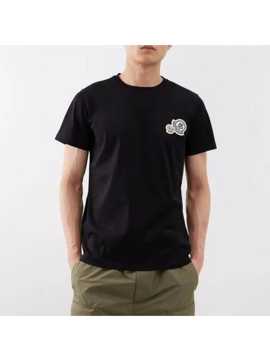 Double Logo Patch Short Sleeve T-shirt Black - MONCLER - BALAAN 2