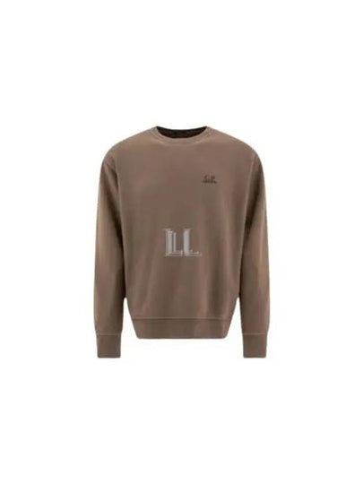 Brushed Emerized Diagonal Fleece Logo Crew Neck Sweatshirt - CP COMPANY - BALAAN 2