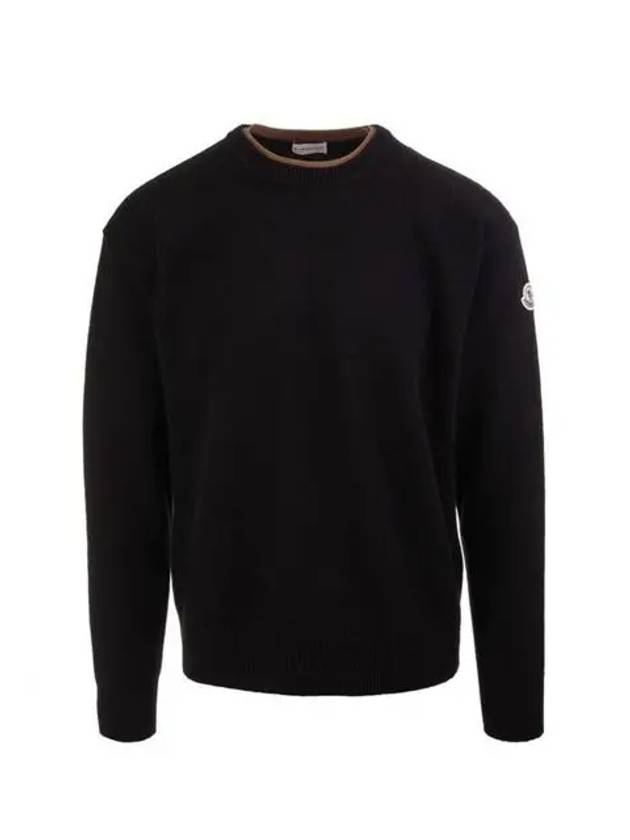 Men's Logo Patch Cashmere Knit Top Black - MONCLER - BALAAN 2