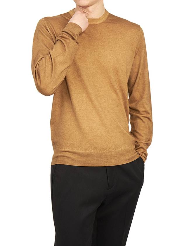 Men's Crew Neck Wool Knit Top Brown - DRUMOHR - BALAAN 6