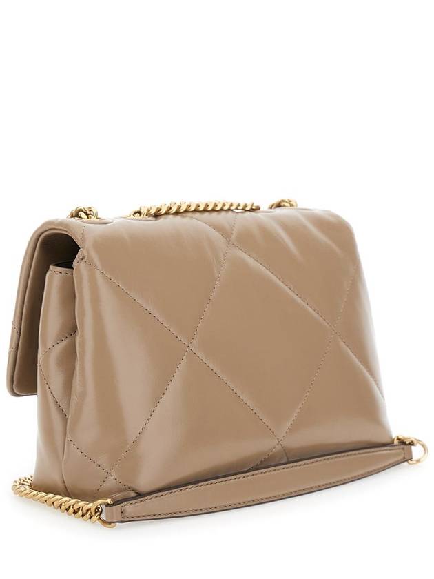 'Kira Diamond Small' Beige Crossbody Bag With Double T Logo In Quilted Leather Woman - TORY BURCH - BALAAN 3