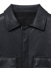 Padded leather shirt jacket black - NOIRER - BALAAN 11