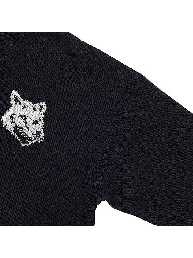 Maison Kitsune Men's Foxhead Intarsia Comfort Jumper LM00819KT1063 BK - MAISON KITSUNE - BALAAN 4