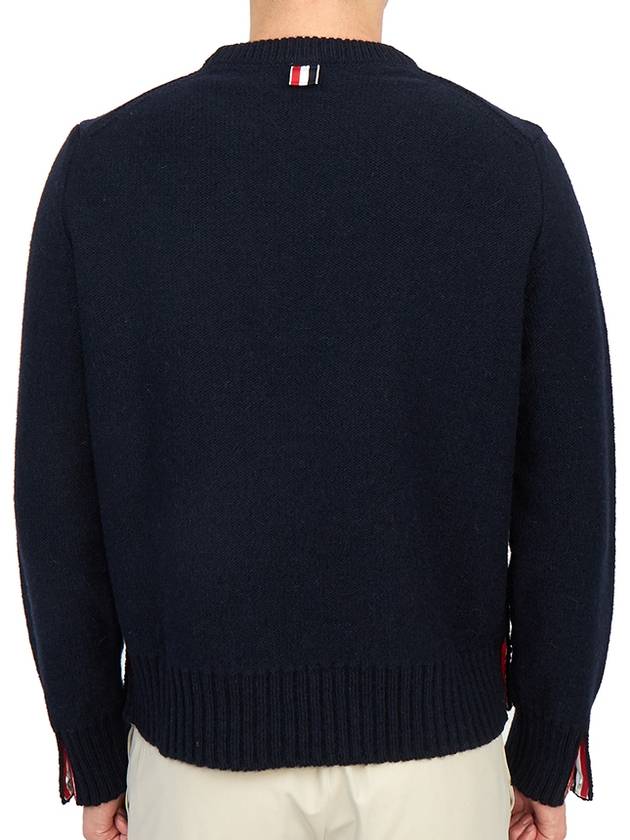 Donegal 4-Bar Striped Crew Neck Wool Knit Top Navy - THOM BROWNE - BALAAN 7