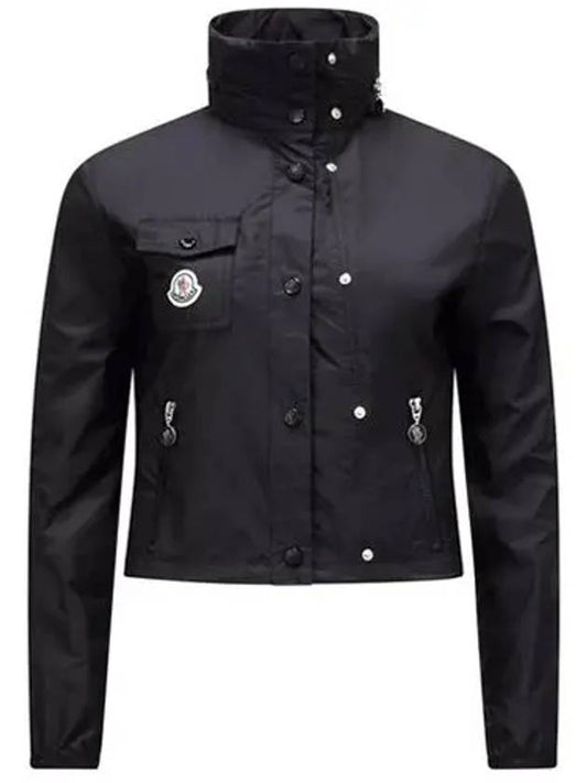 LICO Rico logo patch high neck windbreaker black women's jacket 1A00096 5968E 999 - MONCLER - BALAAN 1