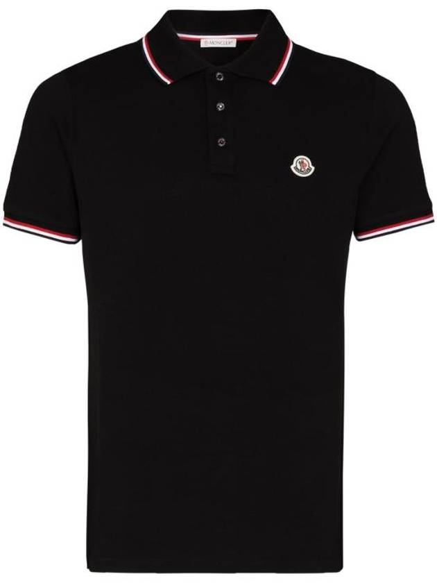 Logo Patch Short Sleeve Polo Black - MONCLER - BALAAN 1