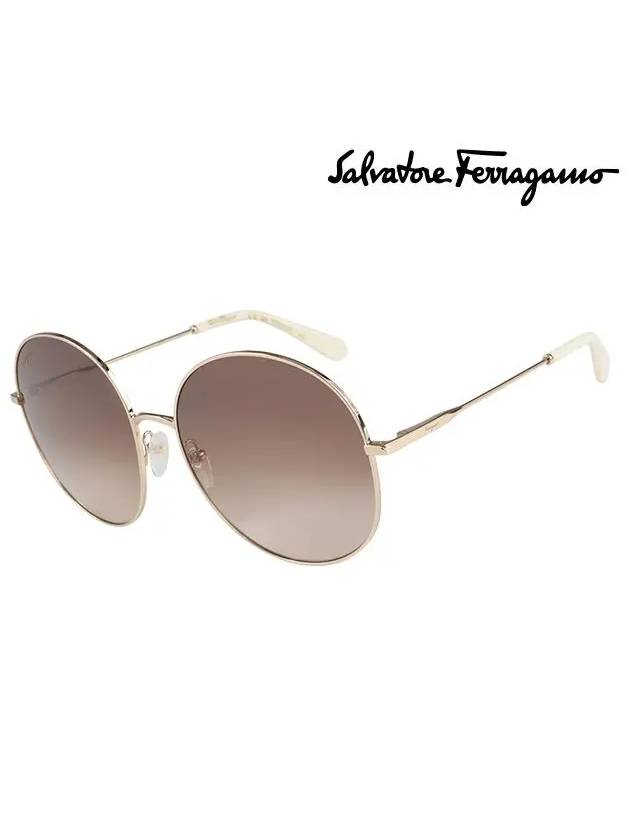 Eyewear Round Metal Sunglasses Brown - SALVATORE FERRAGAMO - BALAAN 3