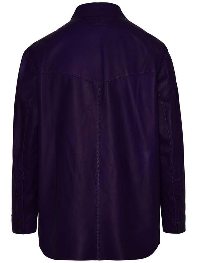 Salvatore Santoro Purple Leather Shirt - SALVATORE SANTORO - BALAAN 3