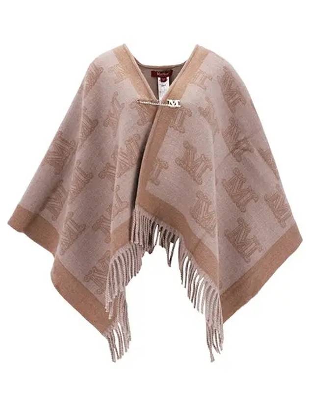 Fringe Logo Wool Cape Sand - MAX MARA - BALAAN 2