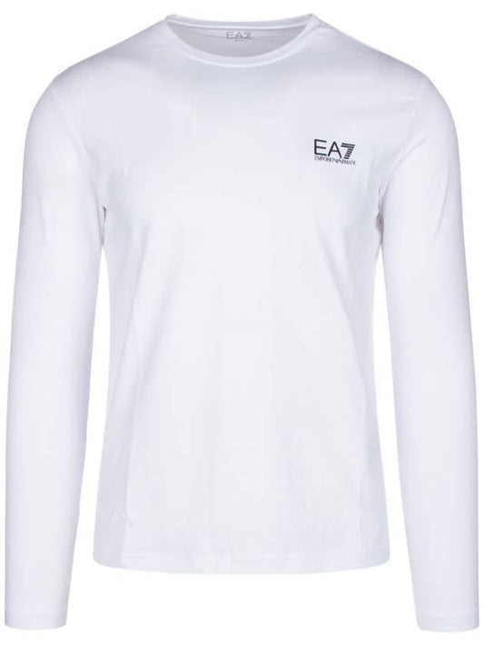 EA7 Core Identity Stretch Jersey Long Sleeve T-Shirt White - EMPORIO ARMANI - BALAAN.