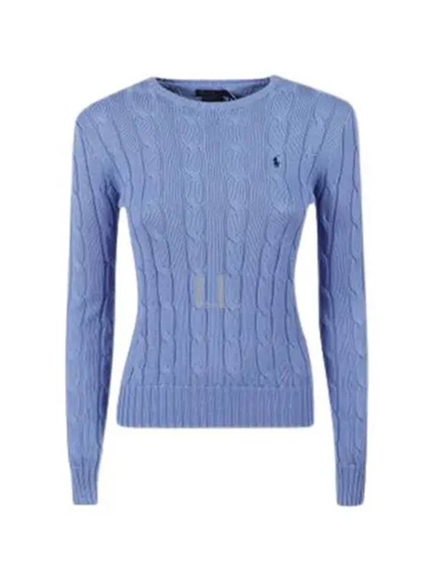 Embroidered Logo Pony Cable Knit Top Blue - POLO RALPH LAUREN - BALAAN 2