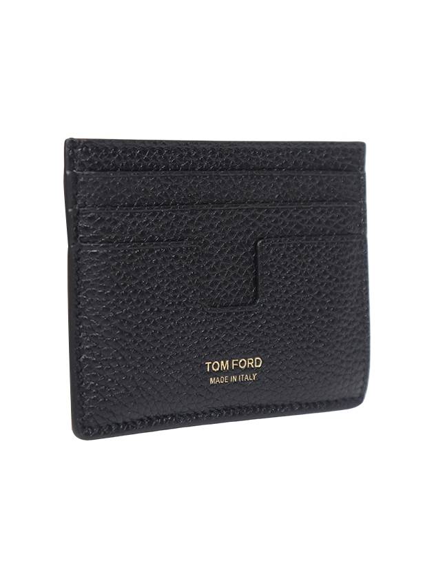 T-Line Logo Grain Leather Card Wallet Black - TOM FORD - BALAAN 3