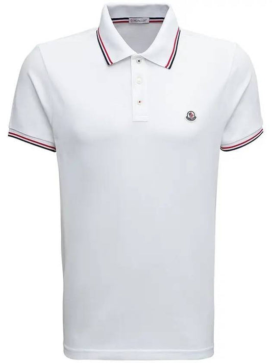 Men's Logo Patch Cotton Polo Shirt White - MONCLER - BALAAN.