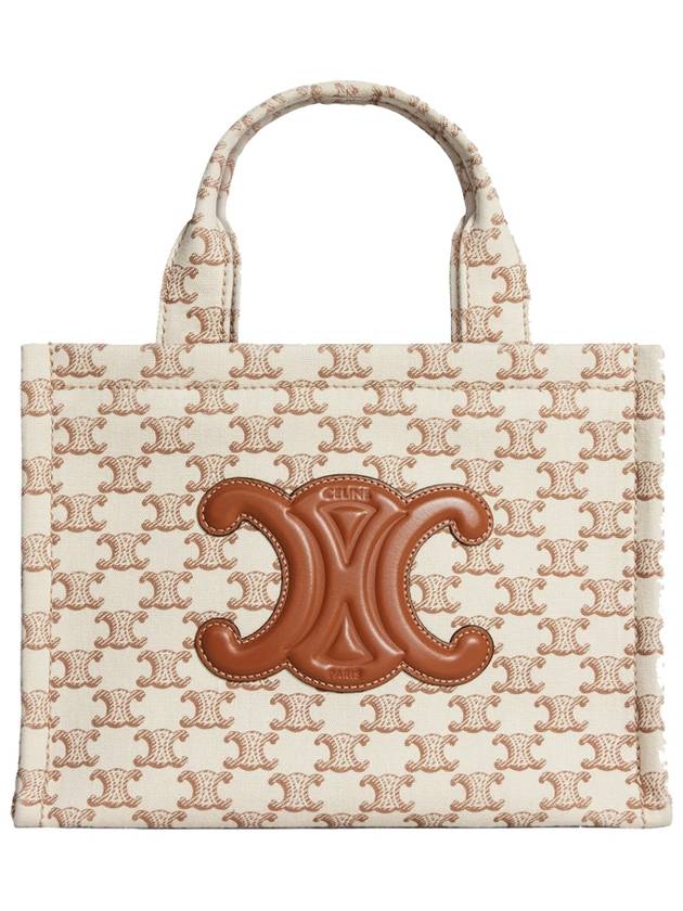 Small Triomphe All Over Tights Cabas Tote Bag White Tan - CELINE - BALAAN 2