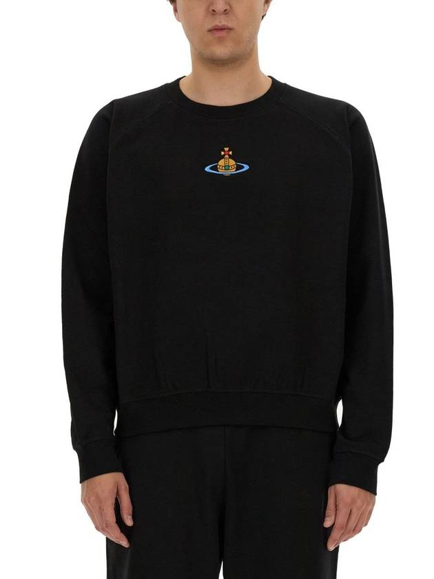 Embroidered Logo Cotton Sweatshirt Black - VIVIENNE WESTWOOD - BALAAN 3