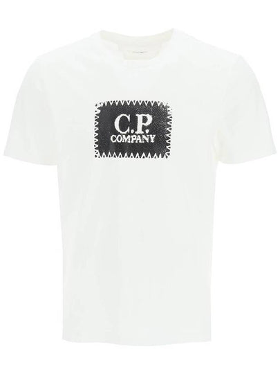 Square Logo Print Short Sleeve T-Shirt White - CP COMPANY - BALAAN 2