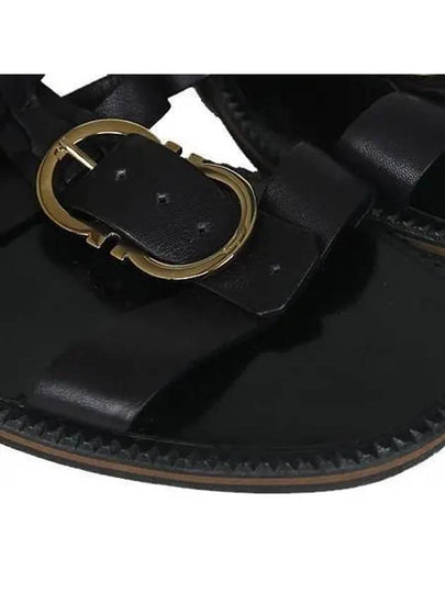 Ferragamo Gold Gancini Logo Black Leather Women s Sandals 250 - SALVATORE FERRAGAMO - BALAAN 2