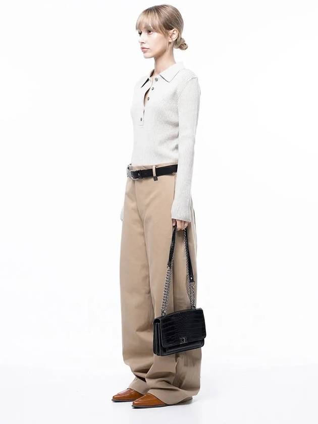 For Woman Women M243PT04BEW Side Tuck Wide Cotton Slacks Beige - CHANCE'S NOI - BALAAN 2