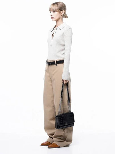 For Woman Women M243PT04BEW Side Tuck Wide Cotton Slacks Beige - CHANCE'S NOI - BALAAN 2