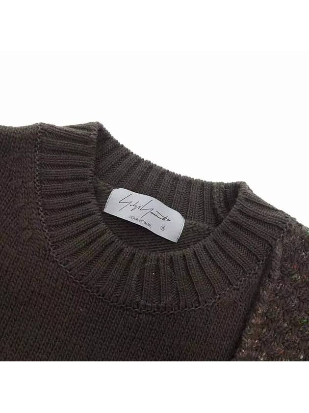 Yohji Yamamoto Men's Brown  Round Neck Knit Sweater, Brand Size 3 (Large) - YOHJI YAMAMOTO - BALAAN 3