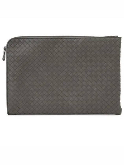 Intrecciato Weaving Zipper Medium Clutch Bag Brown - BOTTEGA VENETA - BALAAN 2